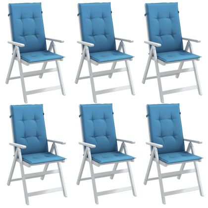 Възглавници за стол 6 бр меланж сини 120x50x4 см плат
