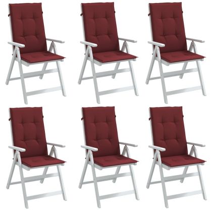 Възглавници за стол 6 бр меланж виненочервени 120x50x4 см плат