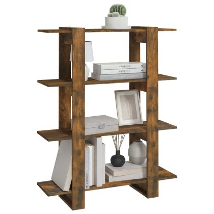 Библиотека/разделител за стая, опушен дъб, 100x30x123,5 см