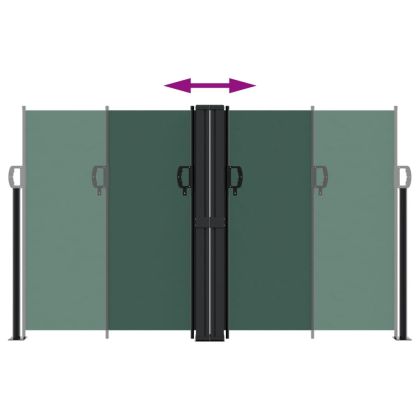 Прибираща се странична тента, тъмнозелена, 140x1000 см