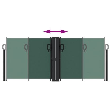 Прибираща се странична тента, тъмнозелена, 100x600 см