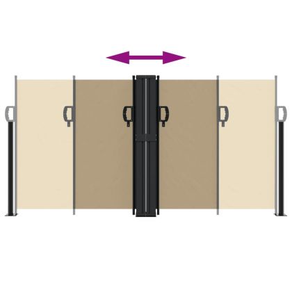 Прибираща се странична тента, бежова, 120x1000 см