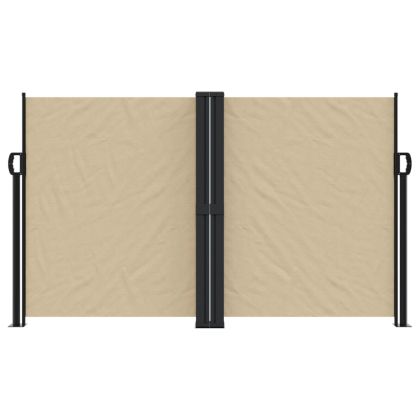Прибираща се странична тента, бежова, 140x1000 см