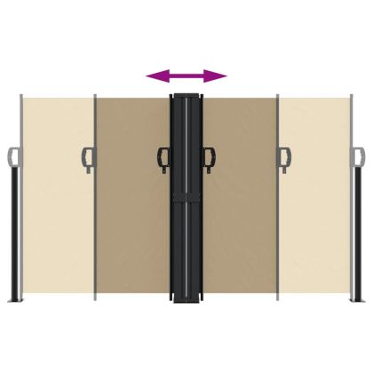 Прибираща се странична тента, бежова, 140x1000 см