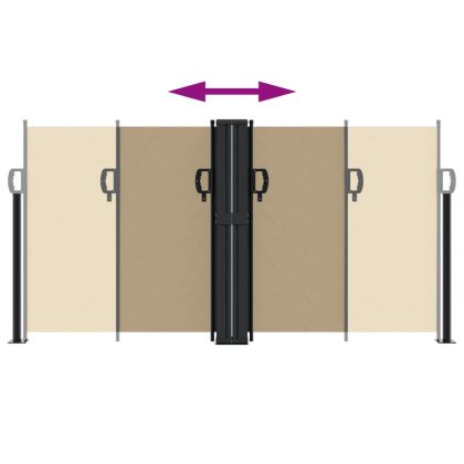 Прибираща се странична тента, бежова, 120x1200 см