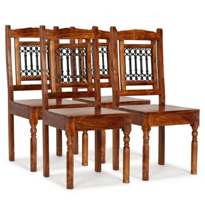 Трапезни столове 4 бр масивно дърво с шишамов финиш класически