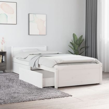 Рамка за легло с чекмеджета бяло 75x190 см Small Single