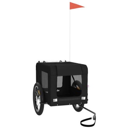 Ремарке за колело за любимци черно Оксфорд плат и желязо