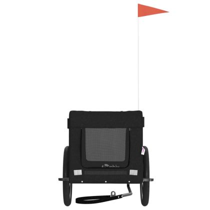 Ремарке за колело за любимци черно Оксфорд плат и желязо