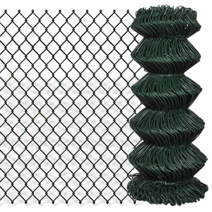 Плетена оградна мрежа, стомана, 0,8x15 м, зелена