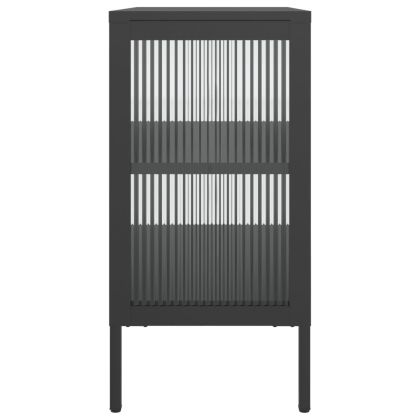 Сайдборд, черен, 70x35x70 см, стъкло и стомана