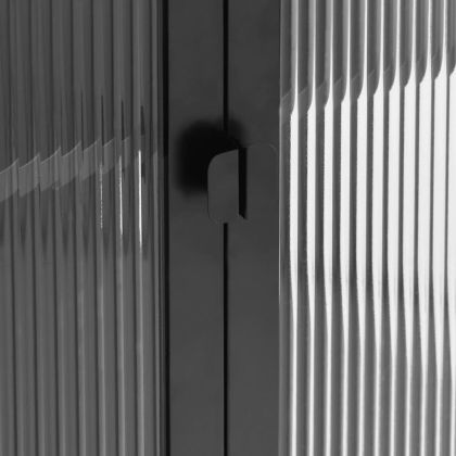 Сайдборд, черен, 70x35x70 см, стъкло и стомана