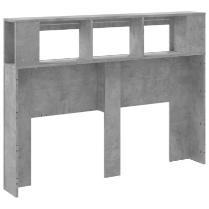 LED горна табла, бетонно сива,140x18,5x103,5см, инженерно дърво