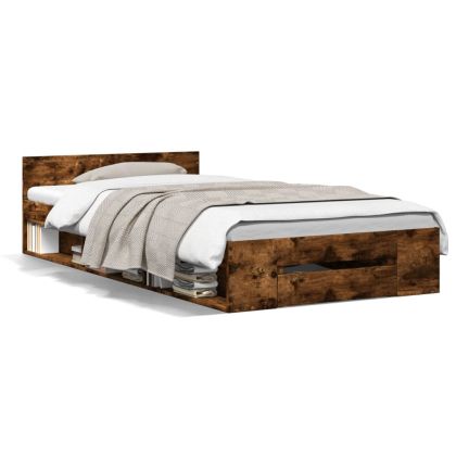 Рамка за легло с чекмедже опушен дъб 75x190 см инженерно дърво