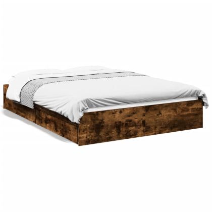 Рамка за легло с чекмедже опушен дъб 140x190 см инженерно дърво