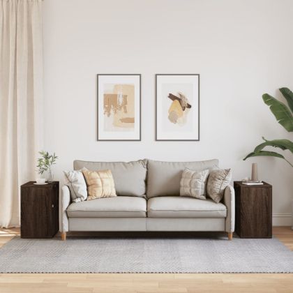 Странични маси, 2 бр, кафяв дъб, 50x30x50 см, инеженерно дърво