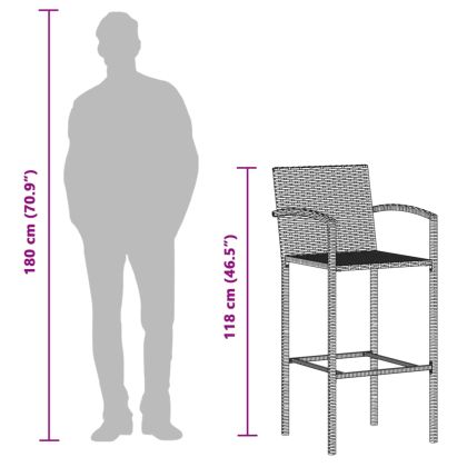 Градински бар комплект 5 части черно акация масив и полиратан