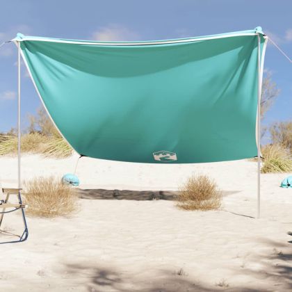 Плажен навес с пясъчни котви, зелен, 304x300 см