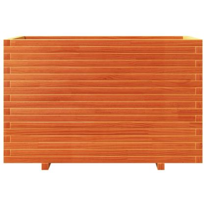 Градинска кашпа, восъчнокафяв, 110x60x72 см, борово дърво масив