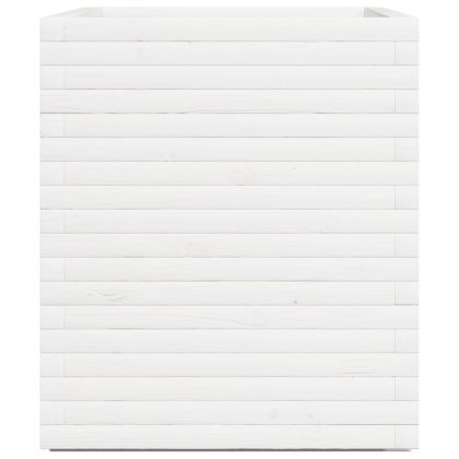 Градински сандък, бял, 90x60x72 см, бор масив