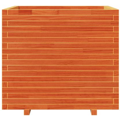 Градинска кашпа, восъчнокафява, 80x80x72 см, борово дърво масив