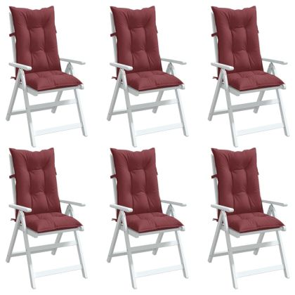 Възглавници за стол 6 бр меланж виненочервени 120x50x7 см плат