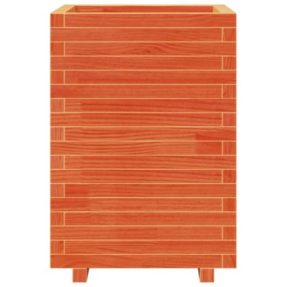 Градинска кашпа, восъчнокафява, 50x50x72,5см борово дърво масив