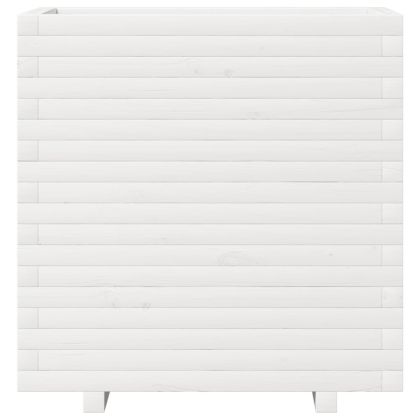 Градински сандък, бял, 70x40x72 см, масивна борова дървесина