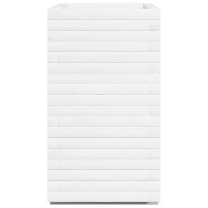 Градински сандък, бял, 70x40x72 см, масивна борова дървесина