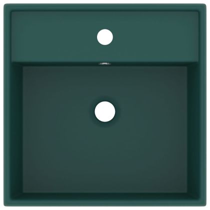 Мивка с преливник лукс квадрат тъмнозелен мат 41x41 см керамика