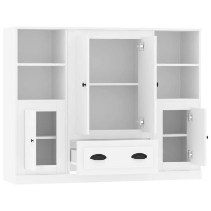 Високи шкафове, 3 бр, бели, инженерно дърво