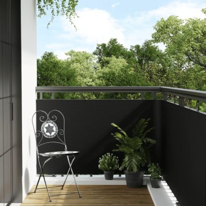 Балконски параван, черен, 500x90 см, полиратан