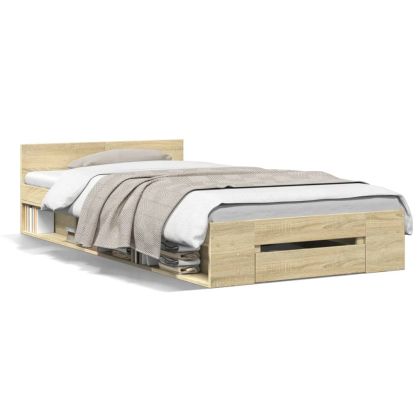 Рамка за легло с чекмедже дъб сонома 90x200 см инженерно дърво