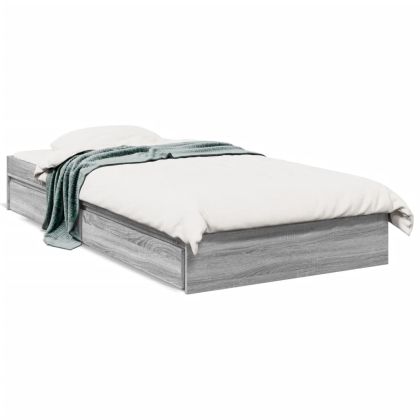 Рамка за легло с чекмедже сив сонома 90x200 см инженерно дърво