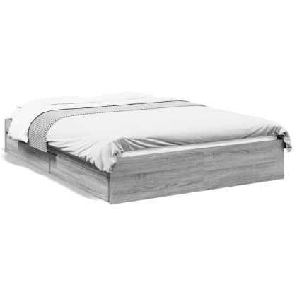 Рамка за легло с чекмедже сив сонома 135x190 см инженерно дърво