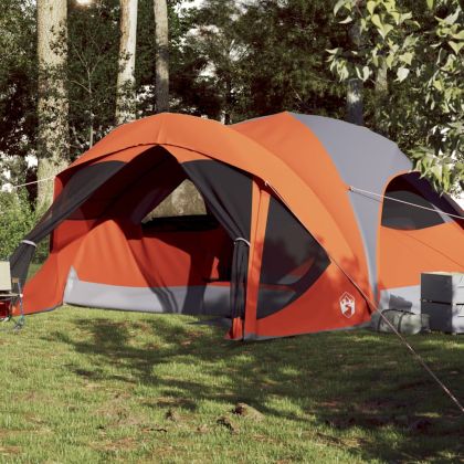 Семейна палатка кабина 6-местна сиво-оранжева водоустойчива