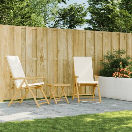 Сгъваеми градински реклайнер столове 2 бр с възглавници бамбук