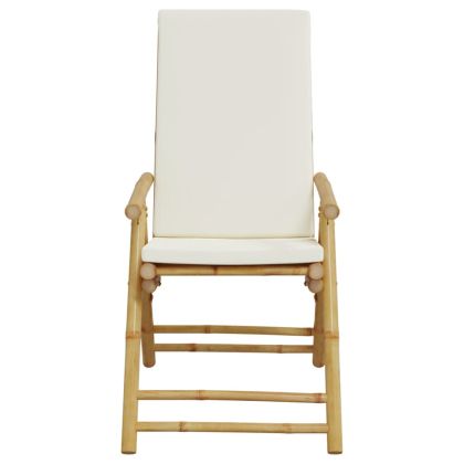 Сгъваеми градински реклайнер столове 2 бр с възглавници бамбук