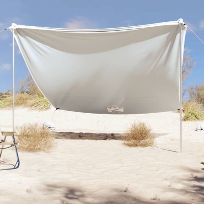 Плажен навес с пясъчни котви, сив, 304x300 см