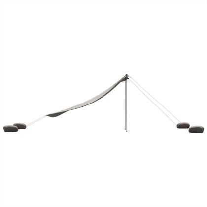 Плажен навес с пясъчни котви, сив, 304x300 см