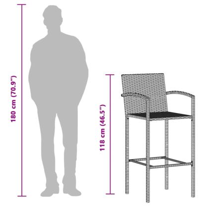 Градински бар комплект 5 части кафяв акация масив и полиратан