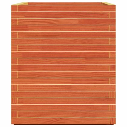 Градински сандък, восъчнокафяв, 90x60x72 см, борово дърво масив