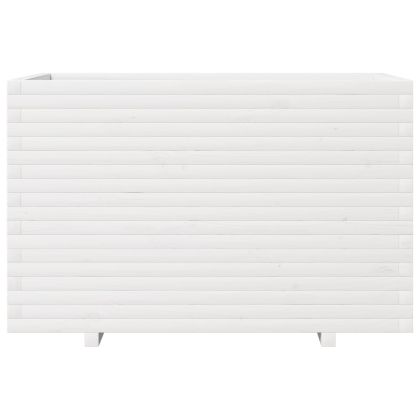 Градински сандък, бял, 110x60x72 см, бор масив