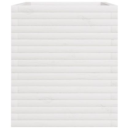 Градински сандък, бял, 110x60x72 см, бор масив