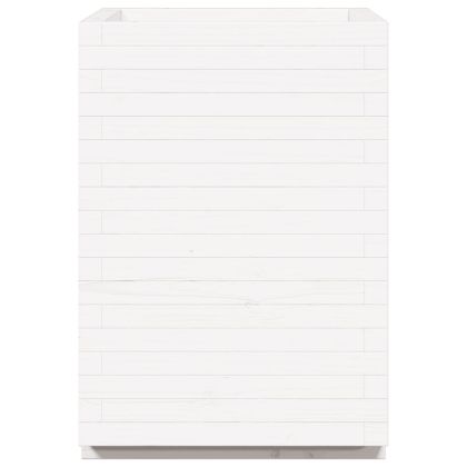 Градински сандък, бял, 50x50x72,5 см, масивна борова дървесина