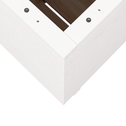 Градински сандък, бял, 50x50x72,5 см, масивна борова дървесина