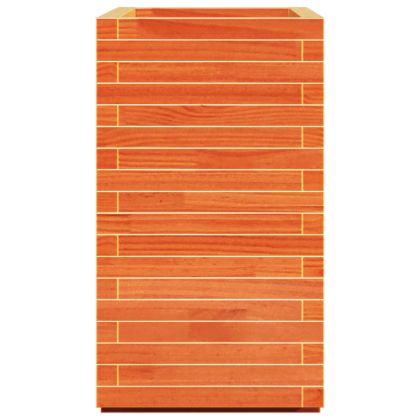 Градинска кашпа, восъчнокафява, 70x40x72 см, борово дърво масив