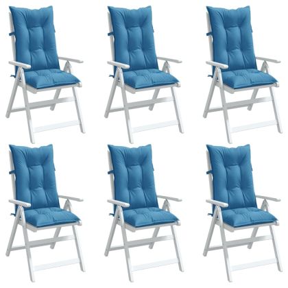 Възглавници за столове 6 бр меланж сини 120x50x7 см плат