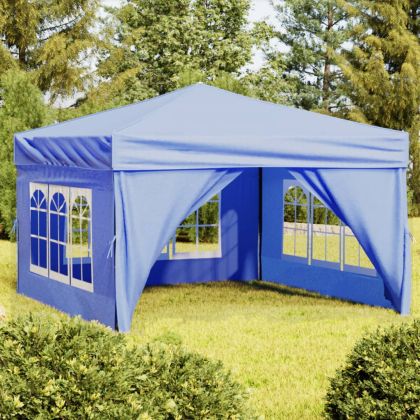 Сгъваема парти палатка със странични стени, синя, 3x3 м