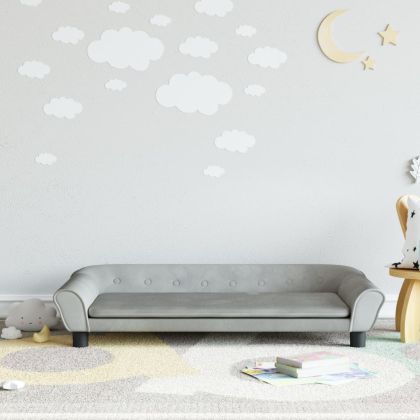 Детски диван, светлосив, 100x50x26 см, кадифе